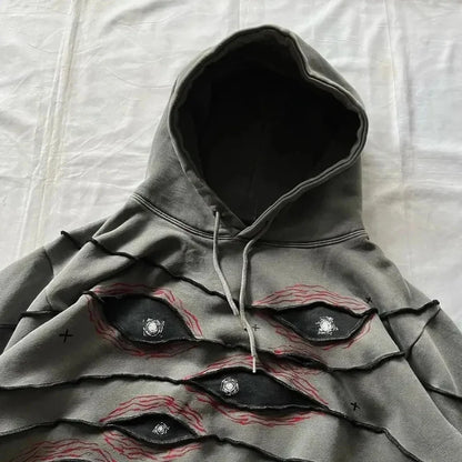 DEVIL'S EYES EMBROIDERED HOODIE